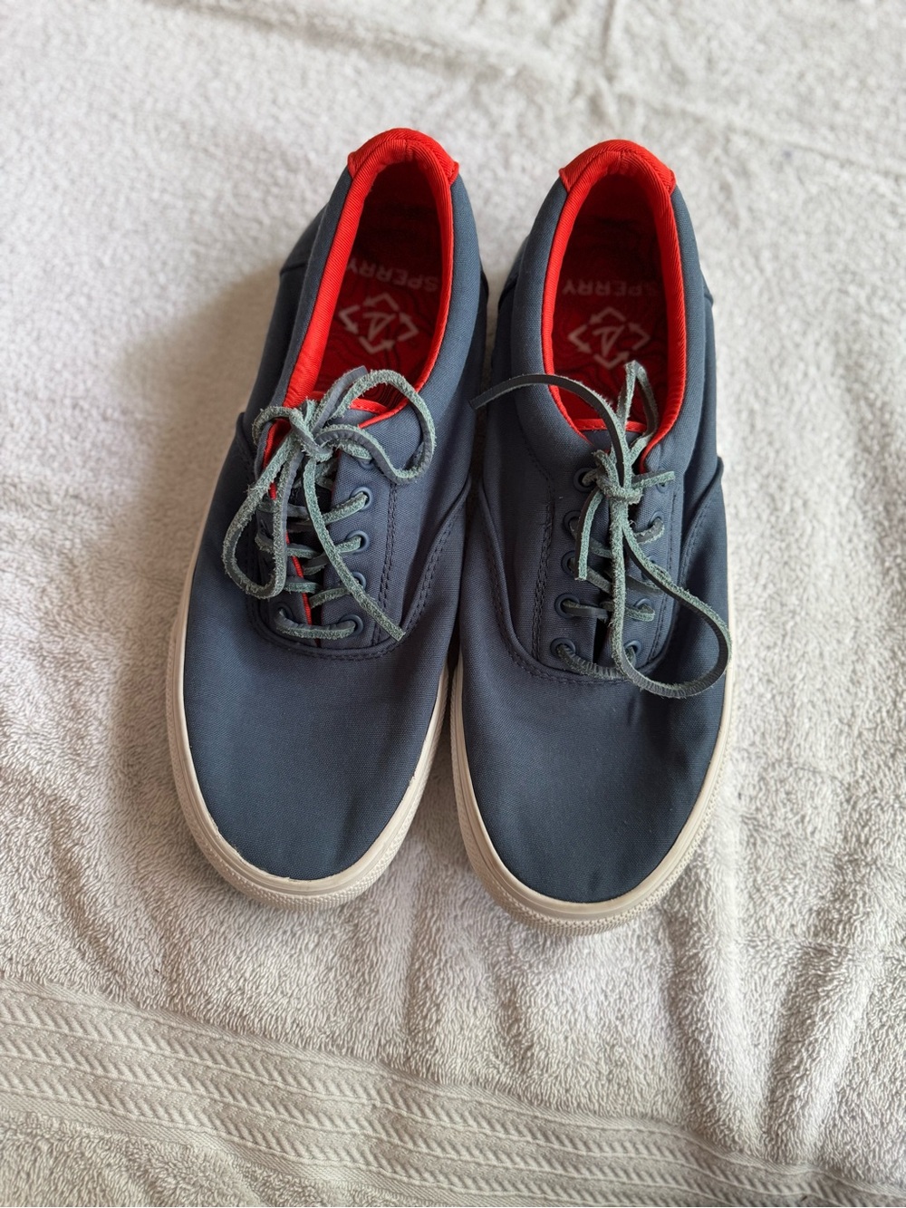 Sperry Blue Canvas Sneakers with Red Lining